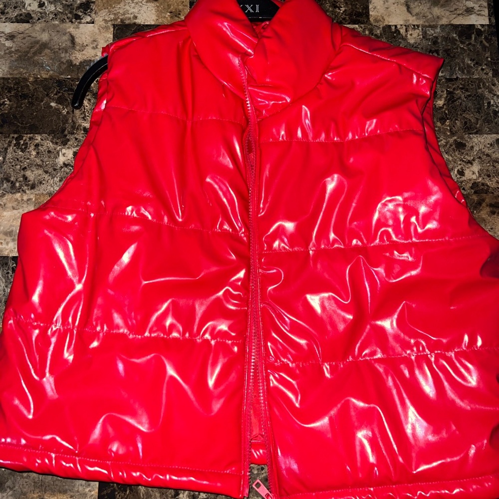 Shiny Red Puffer Vest